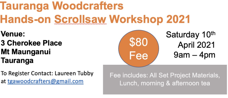 Tauranga Woodcrafters 2021 Hands-on Scrollsaw Workshop