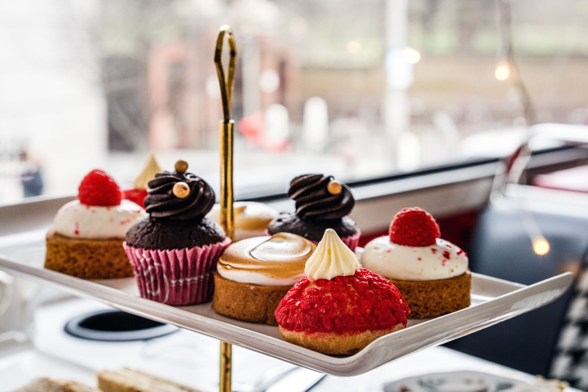 high tea tower of delectable treats