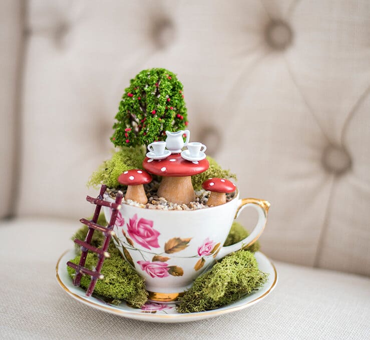 Tea cup with mini garden